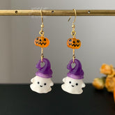 Ghost Pumpkin Halloween Earrings Dangle, Boo Pumpkin Earrings, Unique Halloween Earrings Dangle